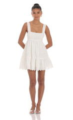 Floral Eyelet Dress in White