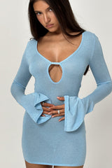 Ocean Blue Knit Mini Dress