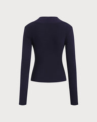 Navy Ruched Knit Tee