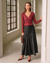 Red V Neck Button Cardigan