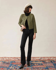 Green Plaid Button Jacket