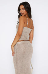 Love Galore Sequin Knit Top Champagne