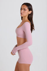 Multiway Long-Sleeve Crop Top in Mauve