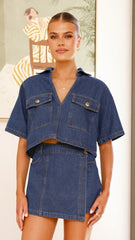 Olivia Top and Skort Set - Dark Denim