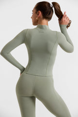Soft Active Zip-Up Jacket in Khaki