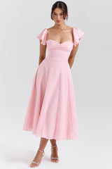 Perfectly Pink Floral Jacquard Midi Dress