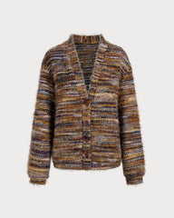 Red Single Breasted Knit Cardigan