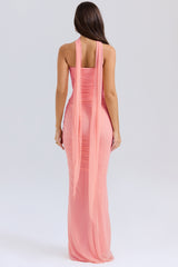 Peach Fluted Hem Maxi Skirt