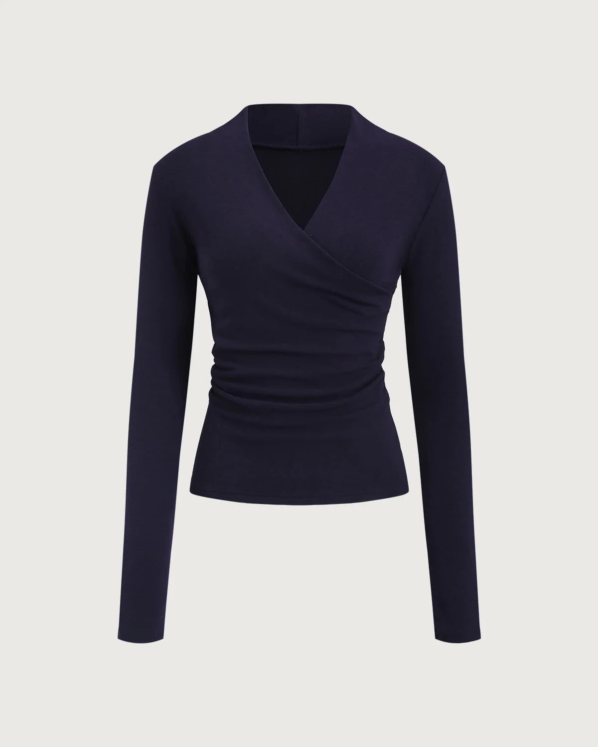 Navy Ruched Knit Tee