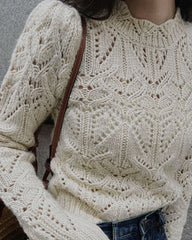 Off White Round Neck Cut Out Sweater