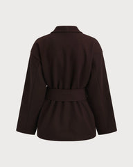 Coffee Belted Shawl Coat