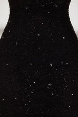 Venice-Embellished Plunge Halter Neck Midaxi Dress in Black