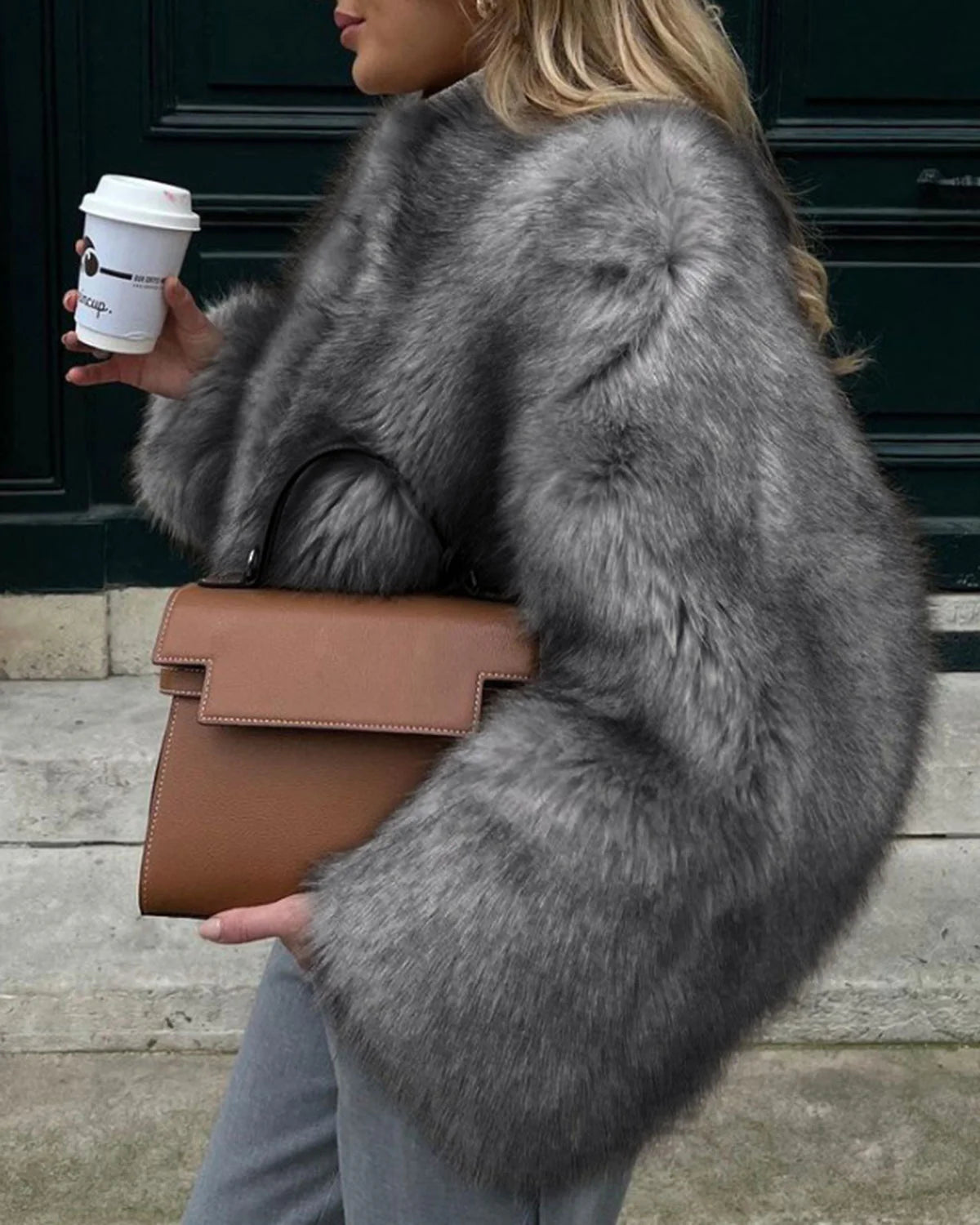 Grey Fluffy Jacket