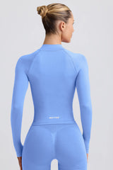 Define Luxe Zip-Up Jacket in Light Blue