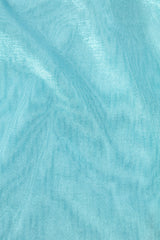 Mila-Metallic Ruched High-Neck Top in Ice Blue